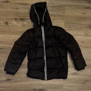 Michael Kors Black Puffer Coat with Quilted Design and Hood